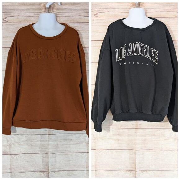 Shein Los Angeles sweatshirts (2) Girls Size 11/12 Yr Black, Burnt Orange - Picture 1 of 13